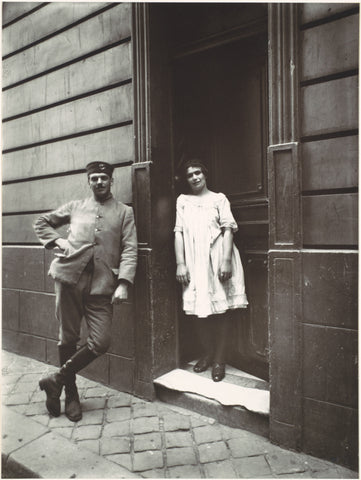 Eugene Atget - Maison Close (circa 1916) Soldier & Prostitute - 17" x 22" Print