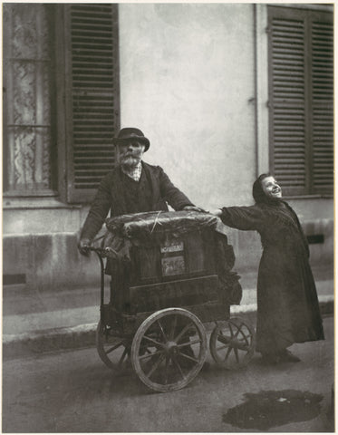 Eugene Atget - Street Musicians (1898) Organ Grinder - 17" x 22" Fine Art Print