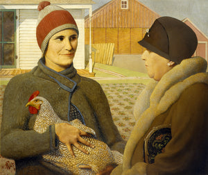 Grant Wood - Appraisal (1931) Rooster Farming Livestock - 17"x22" Fine Art Print