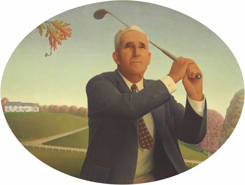 Grant Wood - The American Golfer (1940) - 17" x 22" Fine Art Print