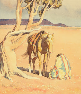 Maynard Dixon - Seated Indian with Horse (1942) - 17" x 22" Fine Art Print