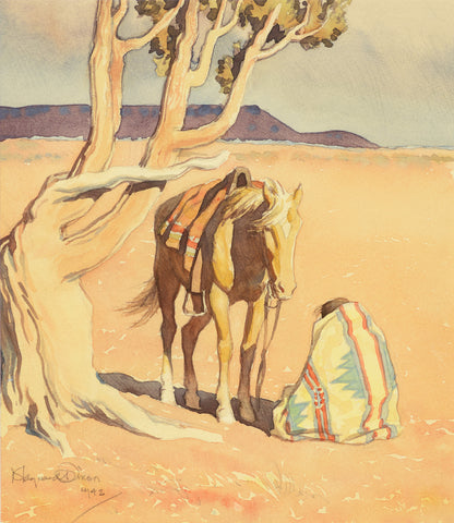 Maynard Dixon - Seated Indian with Horse (1942) - 17" x 22" Fine Art Print