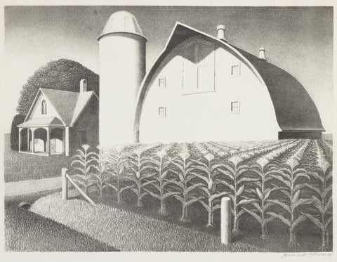 Grant Wood - Fertility (1939) Barn Farm Cornfield - 17" x 22" Fine Art Print