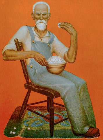 Grant Wood - Grandpa Eating Popcorn (1935) - 17" x 22" Fine Art Print