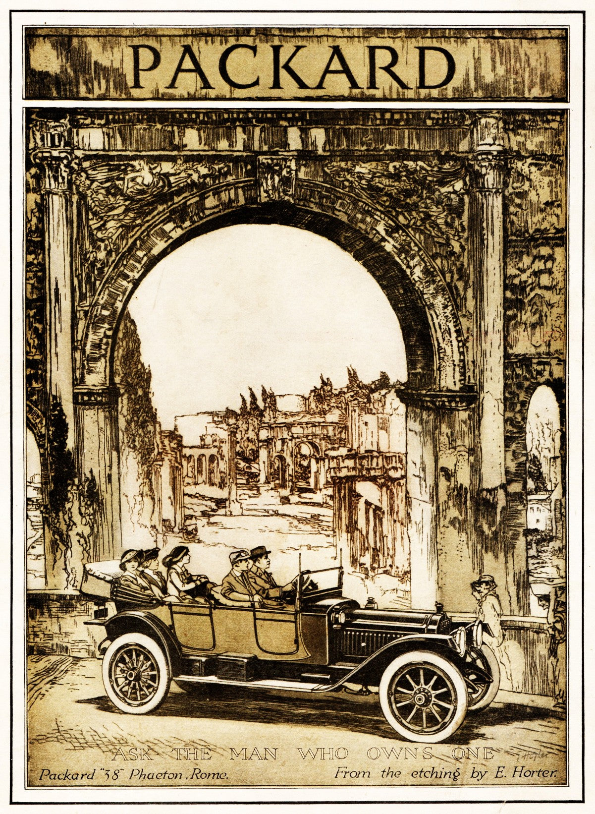 Earl Horter - Packard 38 Phaeton Rome Advertisement (1913) - 17" x 22" Art Print