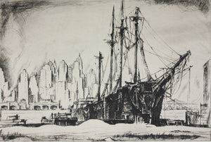 Earl Horter - New York Docks (1922) - 17" x 22" Fine Art Print