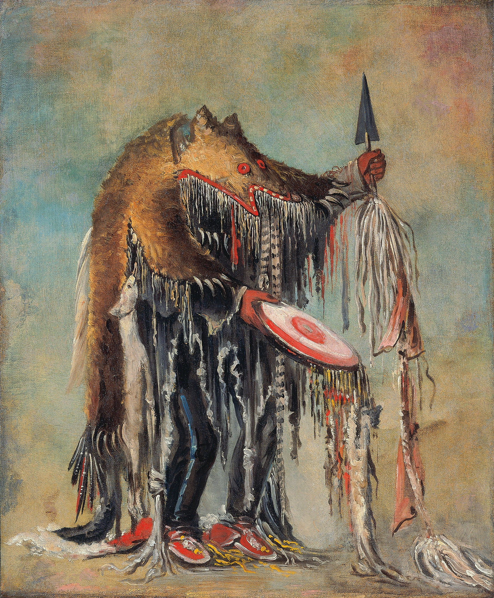 George Catlin - Medicine Man Performing his Mysteries (1832) - 17"x22" Art Print