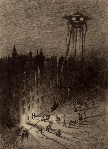 Henrique Alvim Correa - Martian Viewing Drunken Crowd War of the Worlds (1906) - 17" x 22" Fine Art Print