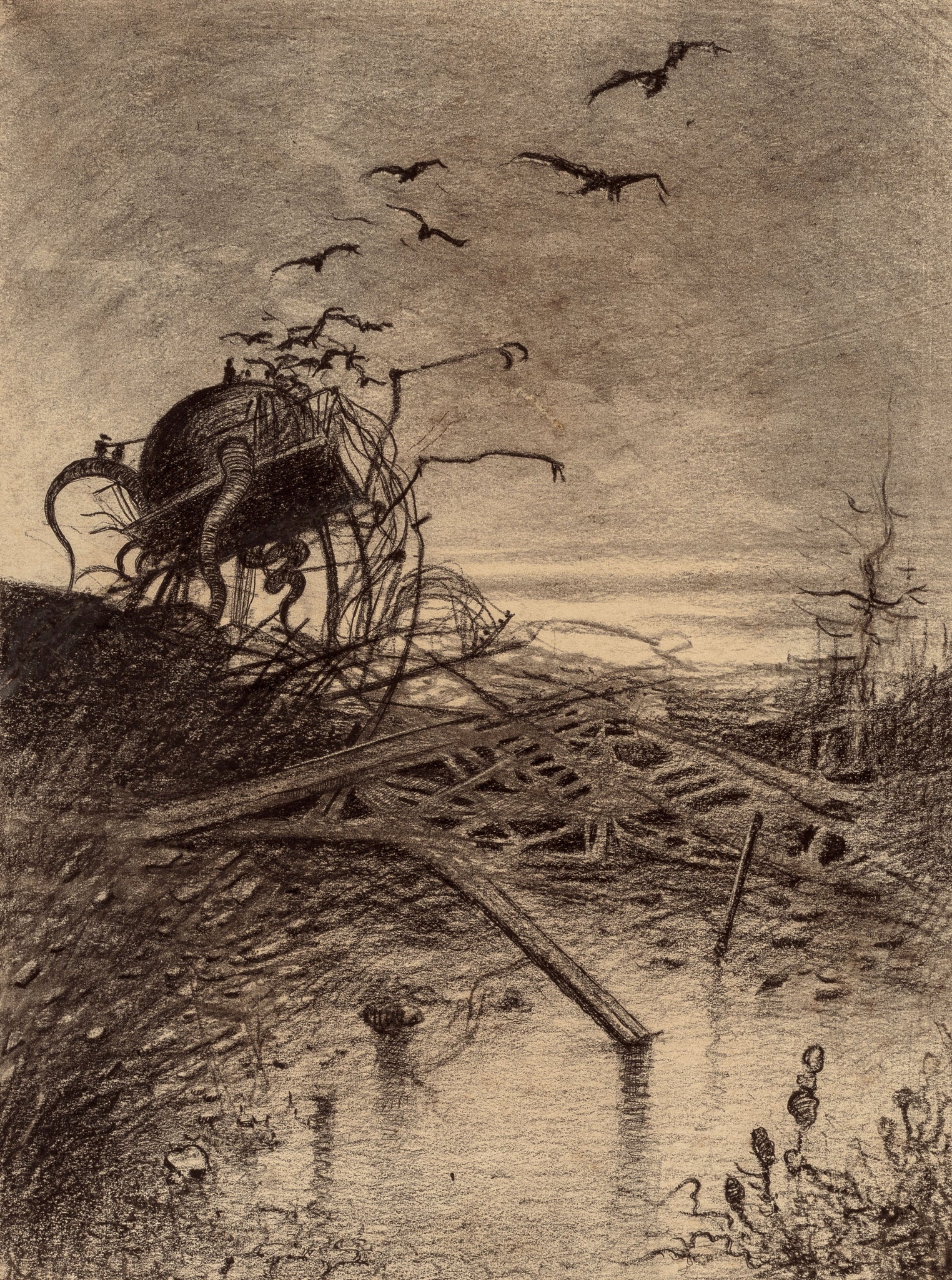 Henrique Alvim Correa - Wrecked Martian Handler UFO (1906) - 17" x 22" Art Print