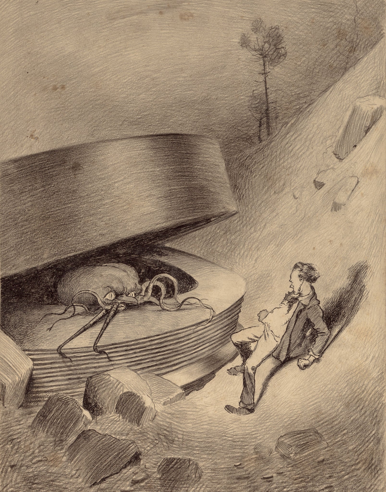 Henrique Alvim Correa - Martian Emerges (1906) War of Worlds - 17"x22" Art Print