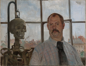 Lovis Corinth - Self Portrait with Skeleton (1896) - 17" x 22" Fine Art Print