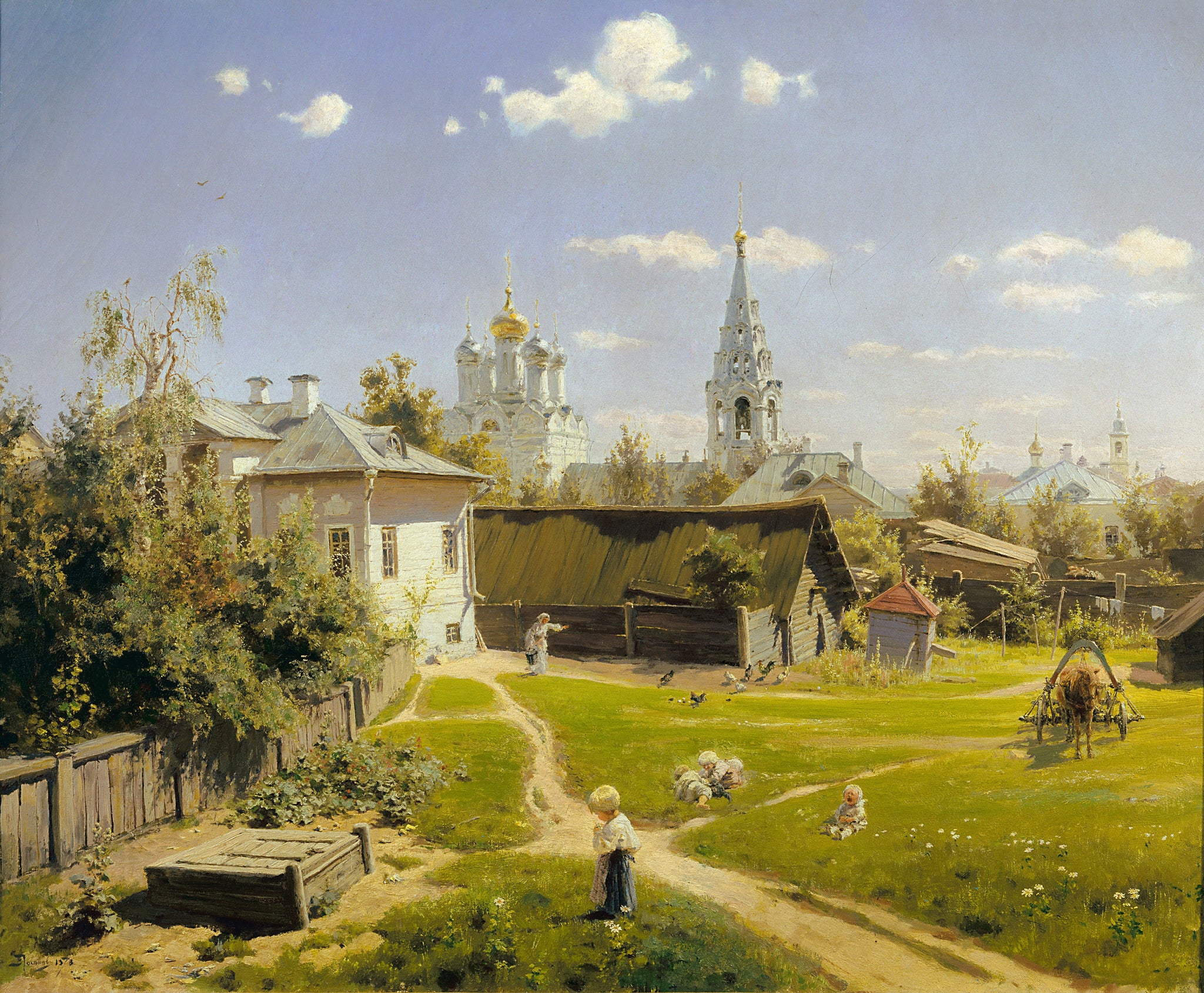 Vasily Polenov - Moscow Courtyard (1878) Russian Landscape - 17" x 22" Art Print