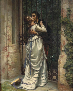 Silvio Allason - The Kiss (1892) Kissing Through Gate - 17" x 22" Fine Art Print