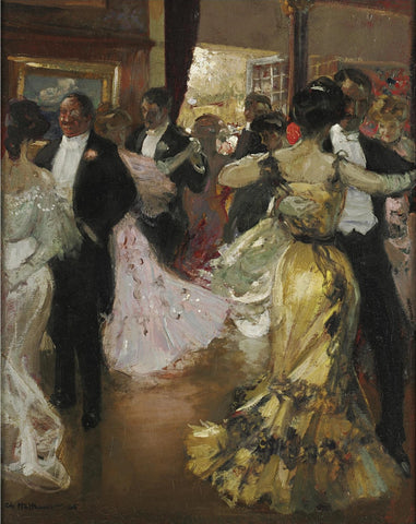 Charles Hoffbauer - At the Ball (circa 1907) Dancing - 17" x 22" Fine Art Print