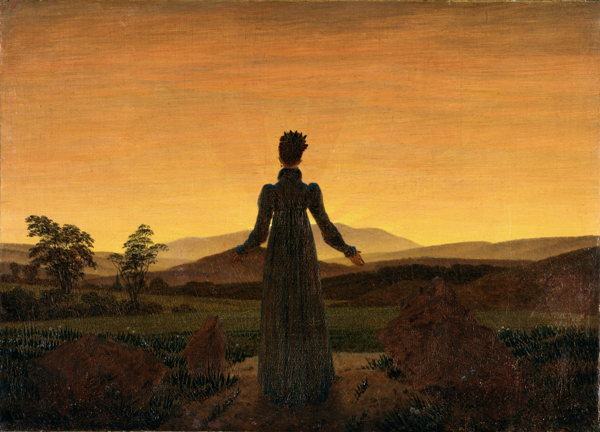 Caspar David Friedrich - Woman Before Rising Sun (1818) - 17"x22" Fine Art Print