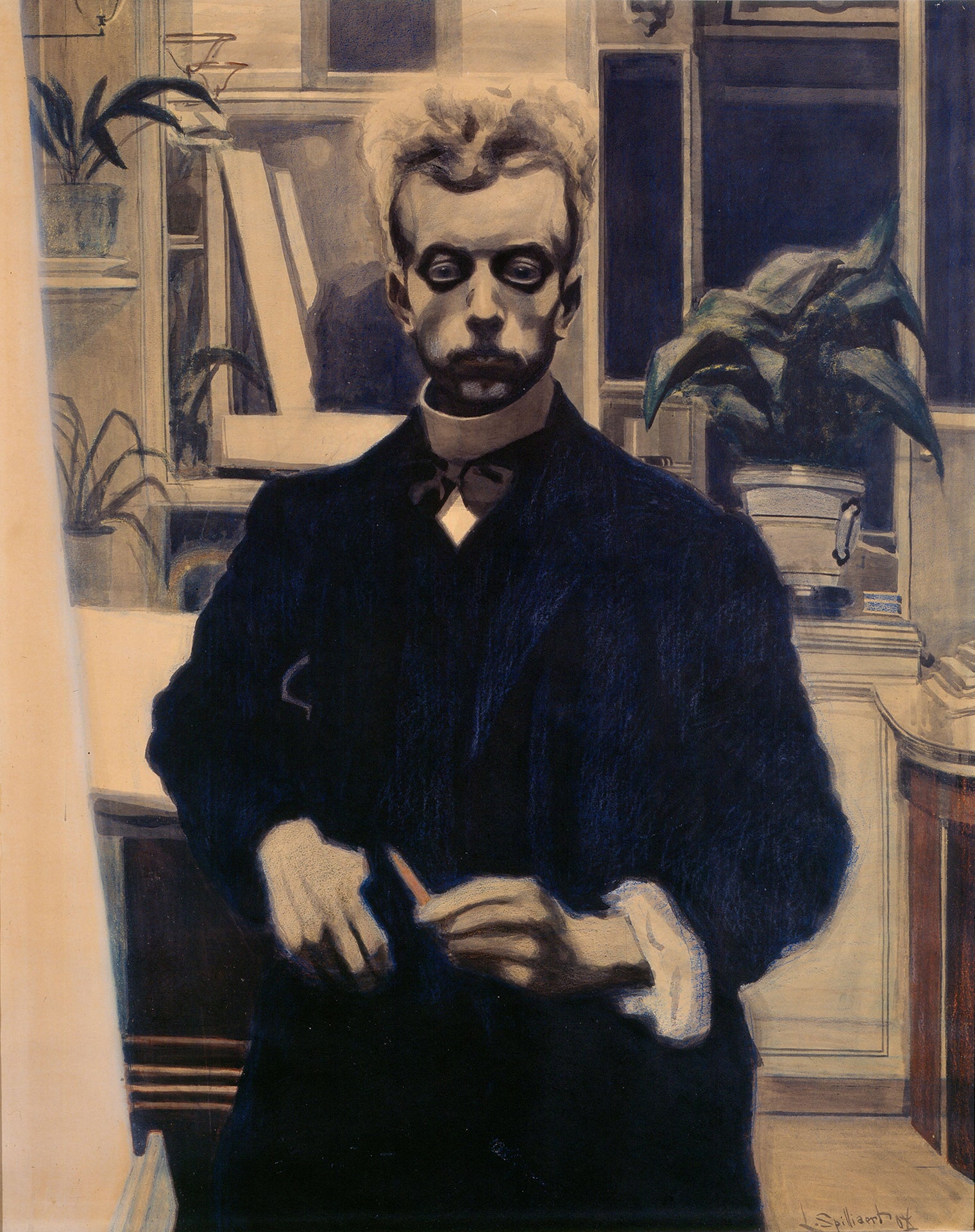 Léon Spilliaert - Self Portrait with Red Pencil (1908) - 17"x22" Fine Art Print