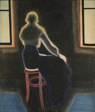 Léon Spilliaert - Young Woman on Stool (1909) Ghostly - 17" x 22" Fine Art Print