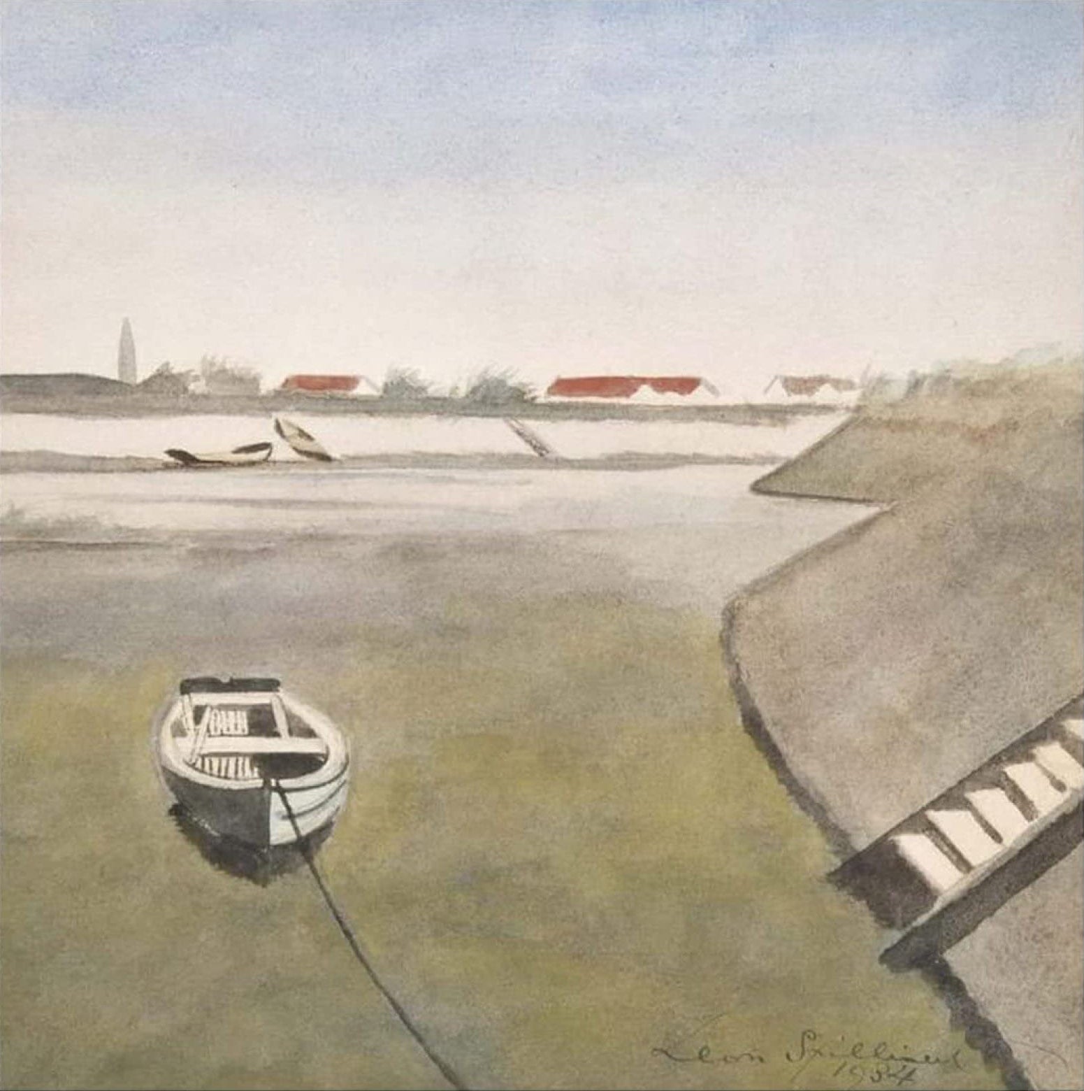 {{ product_title }} Fine Art Print | {{ product_vendor }} Jakero77 Léon Spilliaert - Boat in the Ostend Basin (1934) Fine Art Print Art Print  Jakero77