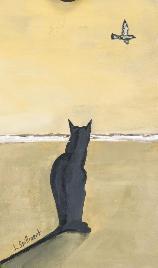 {{ product_title }} Fine Art Print | {{ product_vendor }} Jakero77 Léon Spilliaert - Black Cat Watching Bird Fly (1902) Fine Art Print Art Print  Jakero77