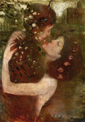 {{ product_title }} Fine Art Print | {{ product_vendor }} Jakero77 Lajos Gulácsy - Ecstasy (1908) Romance Lovers Kiss Fine Art Print Art Print  Jakero77