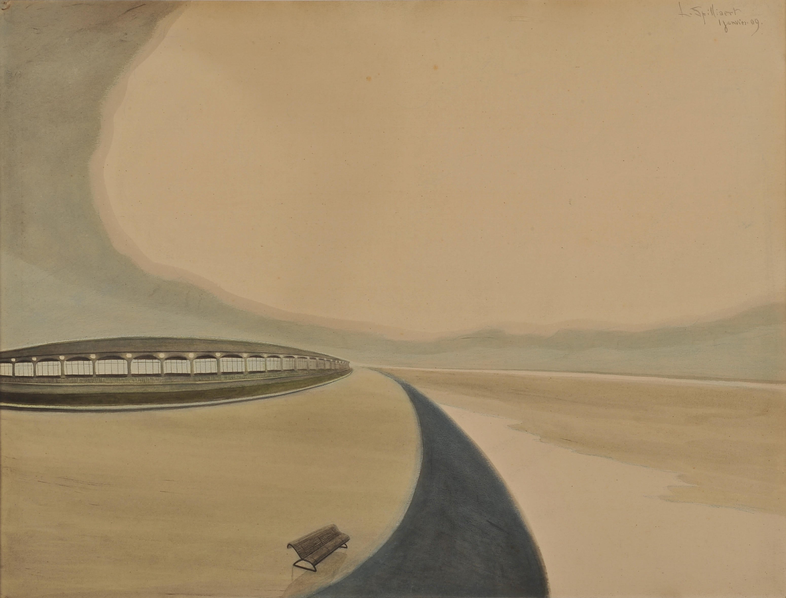 {{ product_title }} Fine Art Print | {{ product_vendor }} Jakero77 Léon Spilliaert - Promenade and Casino of Ostend (1909) Fine Art Print Art Print  Jakero77