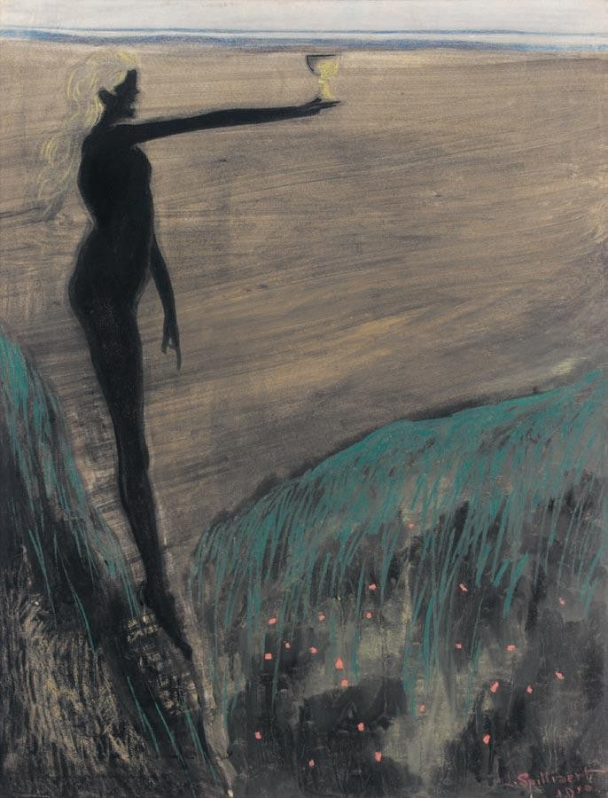 Leon Spilliaert - Femme Nue Tenant une Coupe (1910) - 17" x 22" Fine Art Print