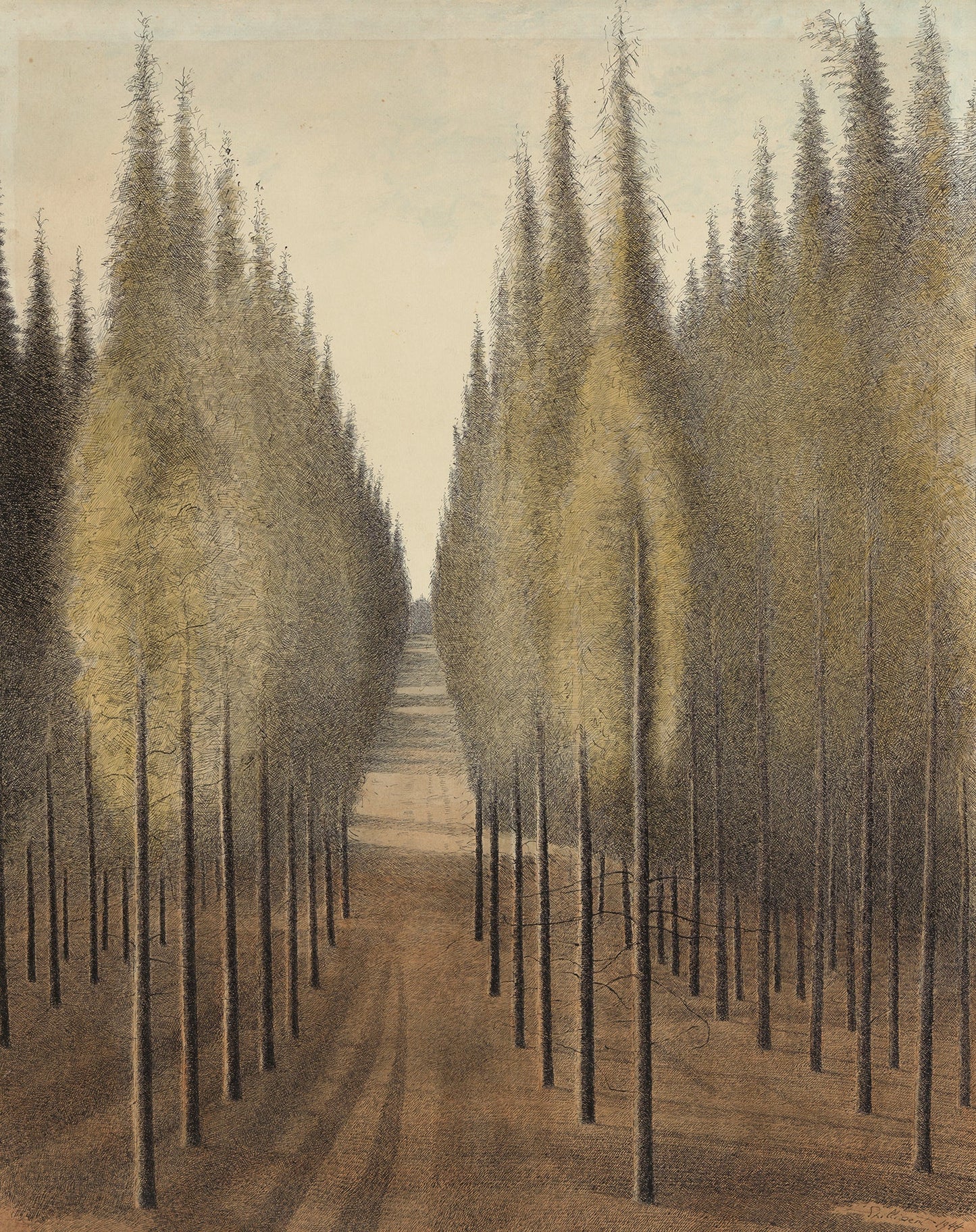 {{ product_title }} Fine Art Print | {{ product_vendor }} Jakero77 Leon Spilliaert - The Firebreak (1944) Tree Landscape Fine Art Print Art Print  Jakero77