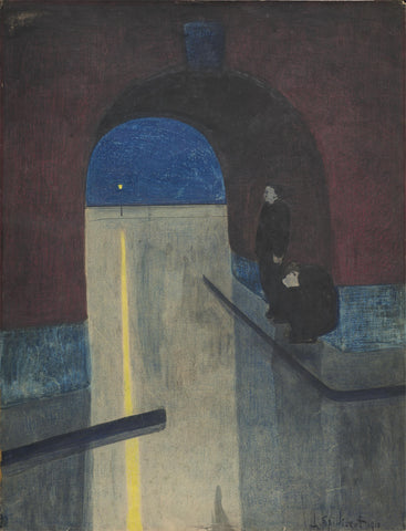 Léon Spilliaert - Man and Woman Shelter in Ostend (1910) - 17" x 22" Art Print