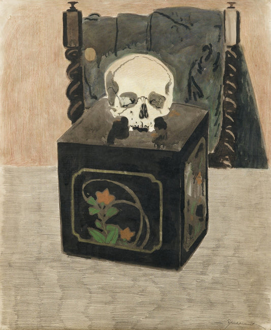{{ product_title }} Fine Art Print | {{ product_vendor }} Jakero77 Léon Spilliaert - Vanitas (1917) Skull on a Box Fine Art Print Art Print  Jakero77