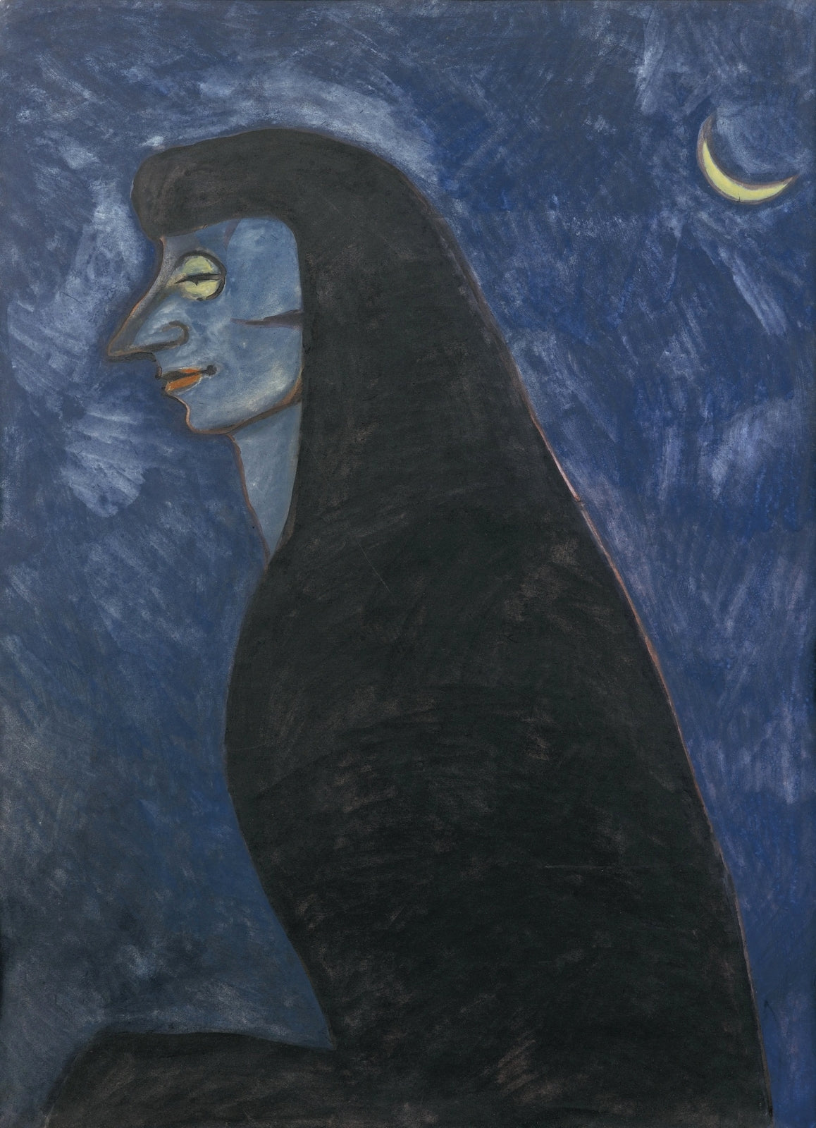 Léon Spilliaert - Witch in Profile with Crescent Moon (1910s) - 17" x 22" Print