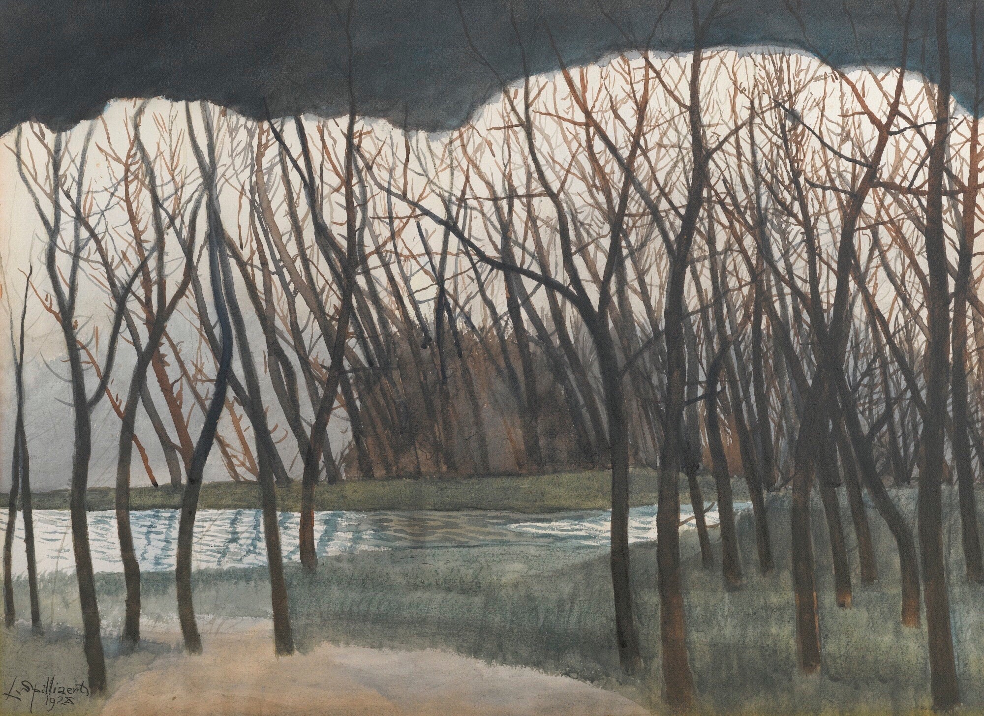 {{ product_title }} Fine Art Print | {{ product_vendor }} Jakero77 Léon Spilliaert - Pond Surrounded by Trees (1928) Fine Art Print Art Print  Jakero77