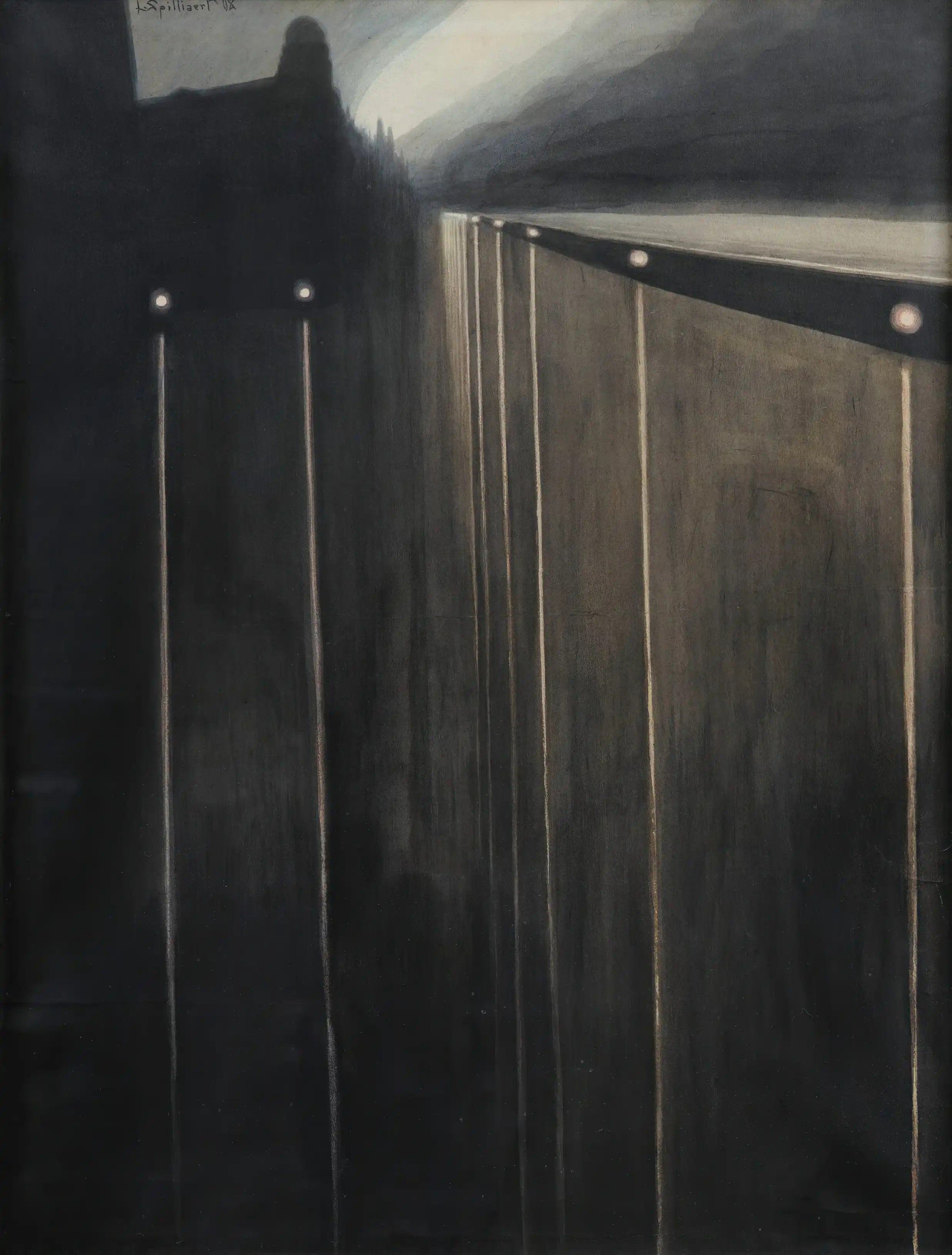 {{ product_title }} Fine Art Print | {{ product_vendor }} Jakero77 Léon Spilliaert - Ostend Sea Wall with Street Lights (1908) Fine Art Print Art Print  Jakero77