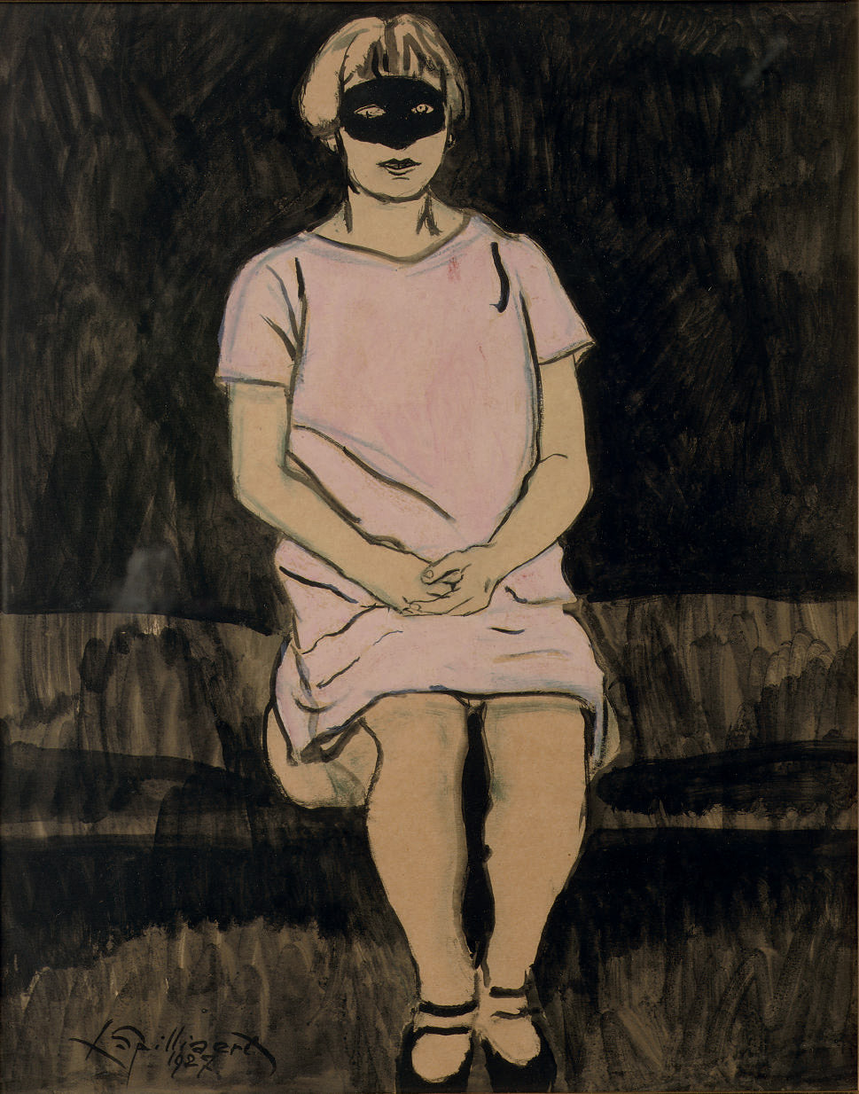 Léon Spilliaert - Girl with Black Mask (Miss Olga Fremout, 1927) - 17"x22" Print