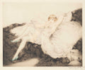{{ product_title }} Fine Art Print | {{ product_vendor }} Jakero77 Louis Icart - White Underwear (1925) Lady Smoking Cigarette Fine Art Print Art Print  Jakero77