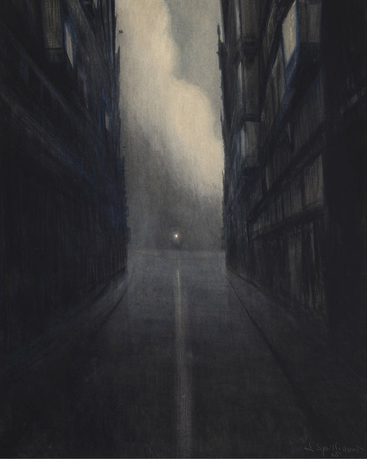 {{ product_title }} Fine Art Print | {{ product_vendor }} Jakero77 Léon Spilliaert - Hofstraat Ostend (1908) Dark City Fine Art Print Art Print  Jakero77