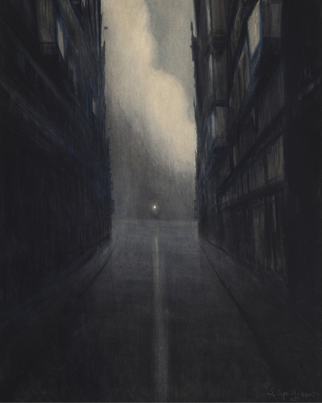 Léon Spilliaert - Hofstraat Ostend (1908) Dark City - 17" x 22" Fine Art Print