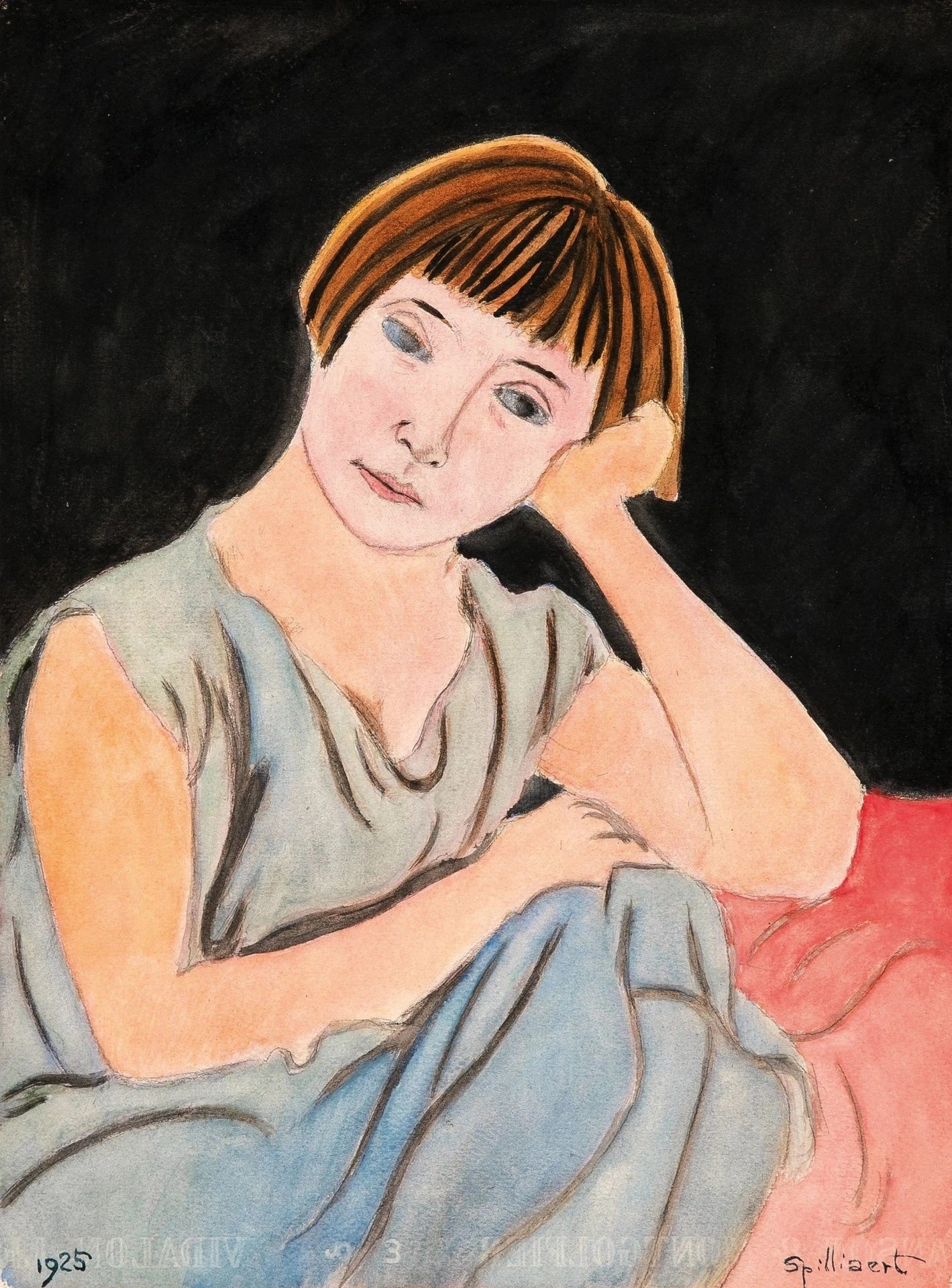{{ product_title }} Fine Art Print | {{ product_vendor }} Jakero77 Léon Spilliaert - Pensive Rachel (1925) Young Girl Portrait Fine Art Print Art Print  Jakero77