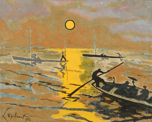 Léon Spilliaert - Gondolas in the Sunset (1921) - 17" x 22" Fine Art Print