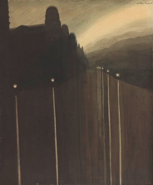{{ product_title }} Fine Art Print | {{ product_vendor }} Jakero77 Léon Spilliaert - Dike at Night Reflected Lights (1908) Fine Art Print Art Print  Jakero77