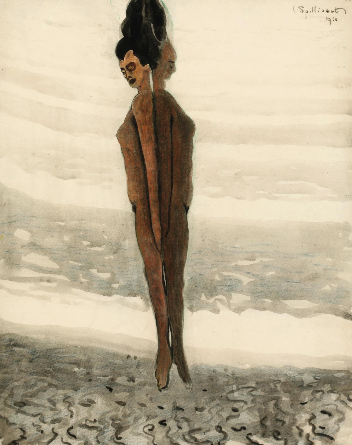 Léon Spilliaert - L'élévation (1910) Nude Women Floating - 17" x 22" Art Print