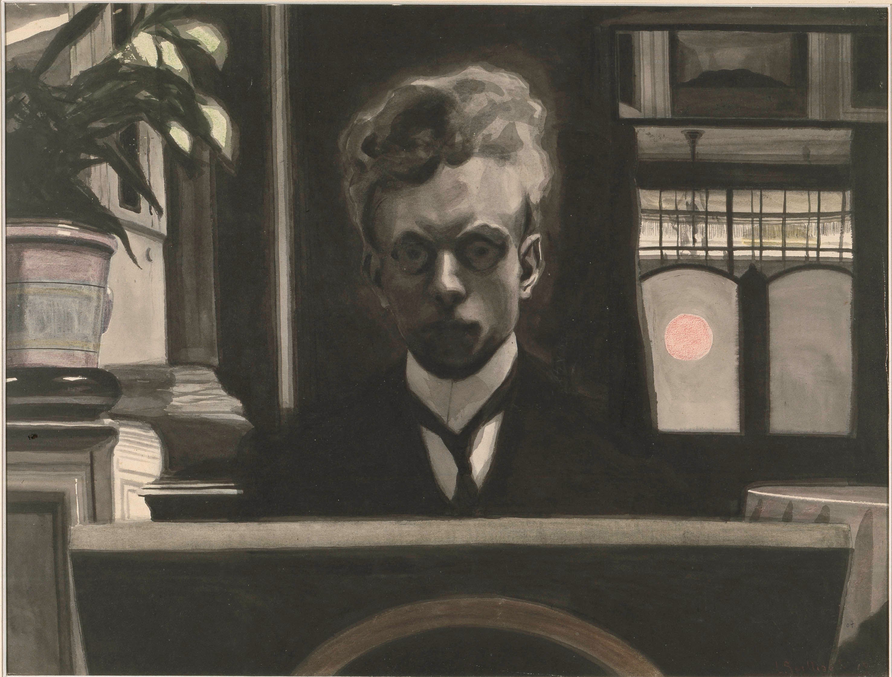 {{ product_title }} Fine Art Print | {{ product_vendor }} Jakero77 Léon Spilliaert - Self Portrait at Easel (1908) Fine Art Print Art Print  Jakero77