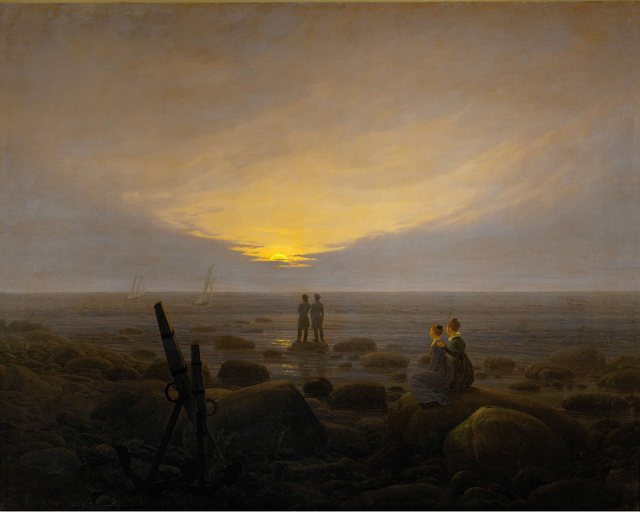 Caspar David Friedrich - Moonrise Over the Sea (1821) - 17" x 22" Fine Art Print