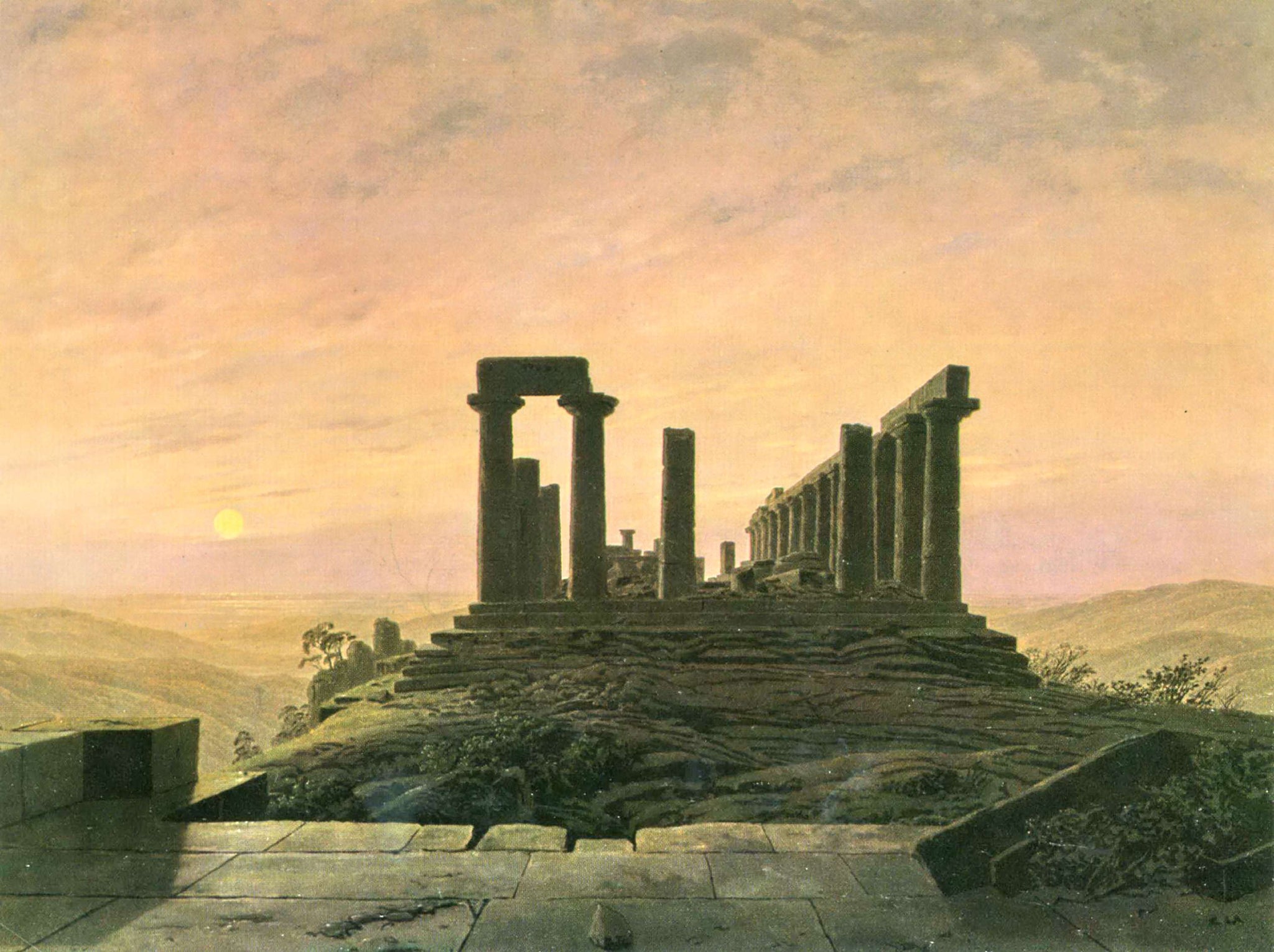 Caspar David Friedrich - Temple of Juno in Agrigento (1828-30) - 17" x 22" Print