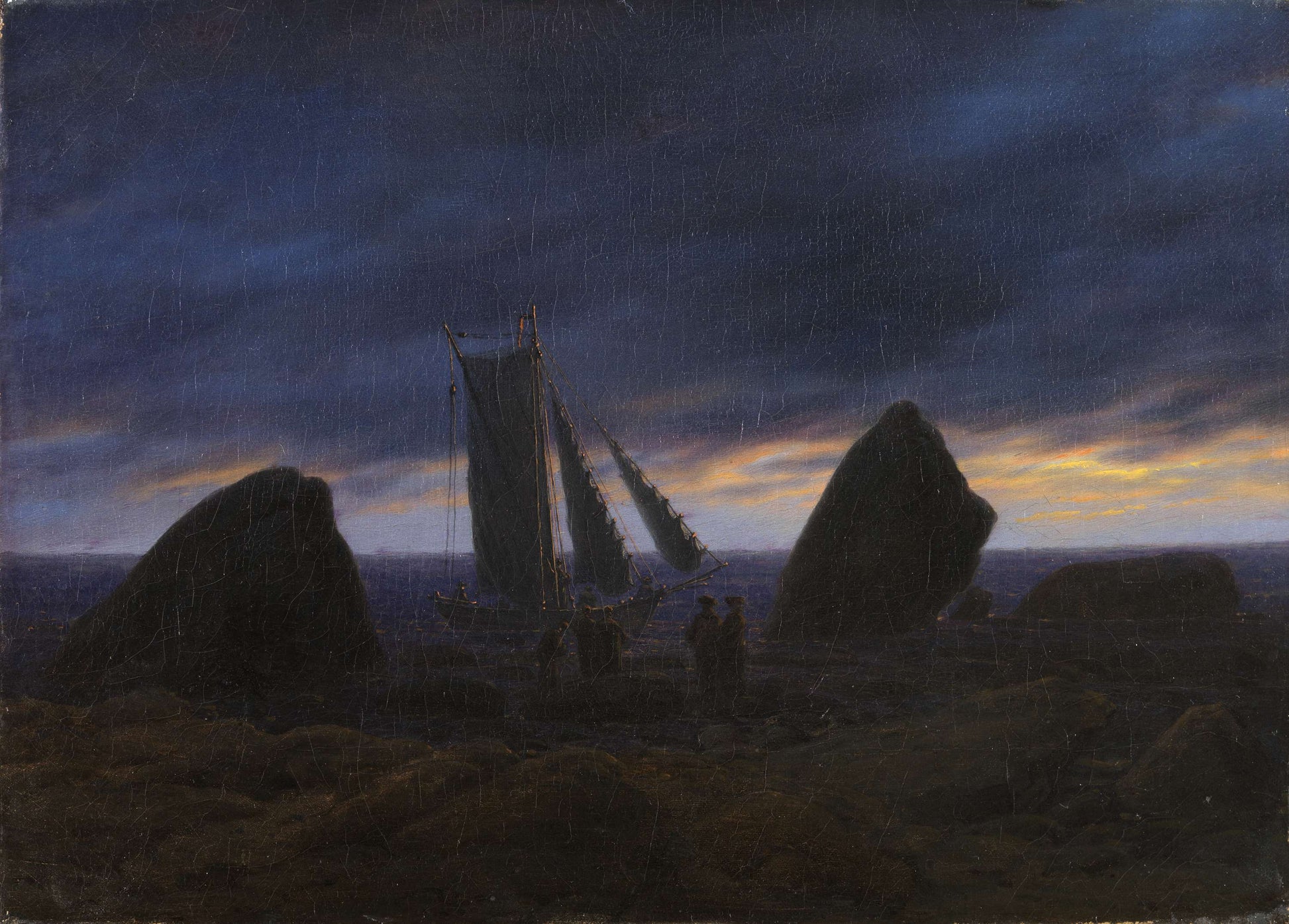 {{ product_title }} Fine Art Print | {{ product_vendor }} Jakero77 Caspar David Friedrich - Fishing Boat by the Baltic Sea (1830-35) Fine Art Print Art Print  Jakero77