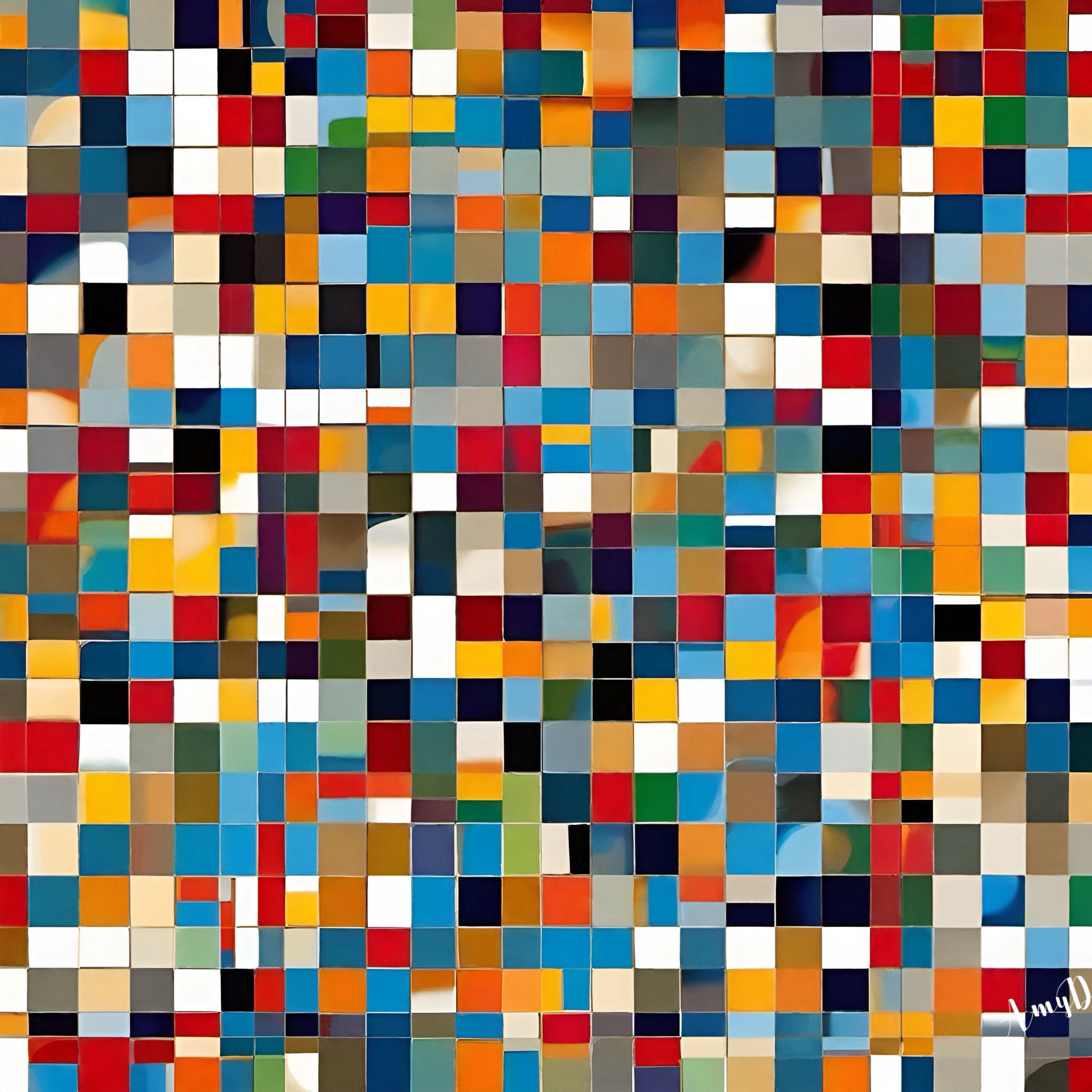 {{ product_title }} Fine Art Print | {{ product_vendor }} Jakero77 Amy Diab - Vivid Hues A Kaleidoscope of Colorful Squares (2023) Hand-Signed Fine Art Print Art Print  Jakero77