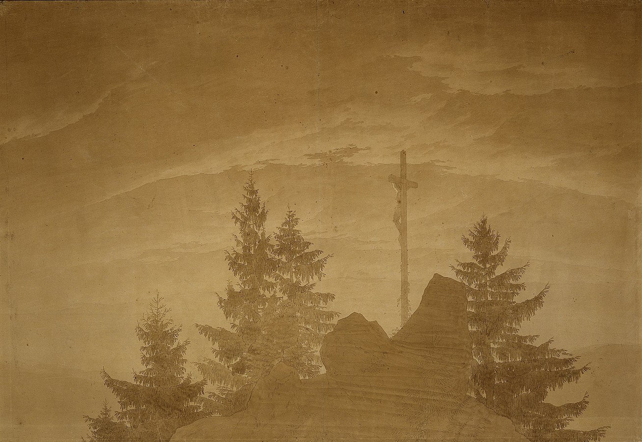 {{ product_title }} Fine Art Print | {{ product_vendor }} Jakero77 Caspar David Friedrich - Cross in the Mountains (1805) Fine Art Print Art Print  Jakero77
