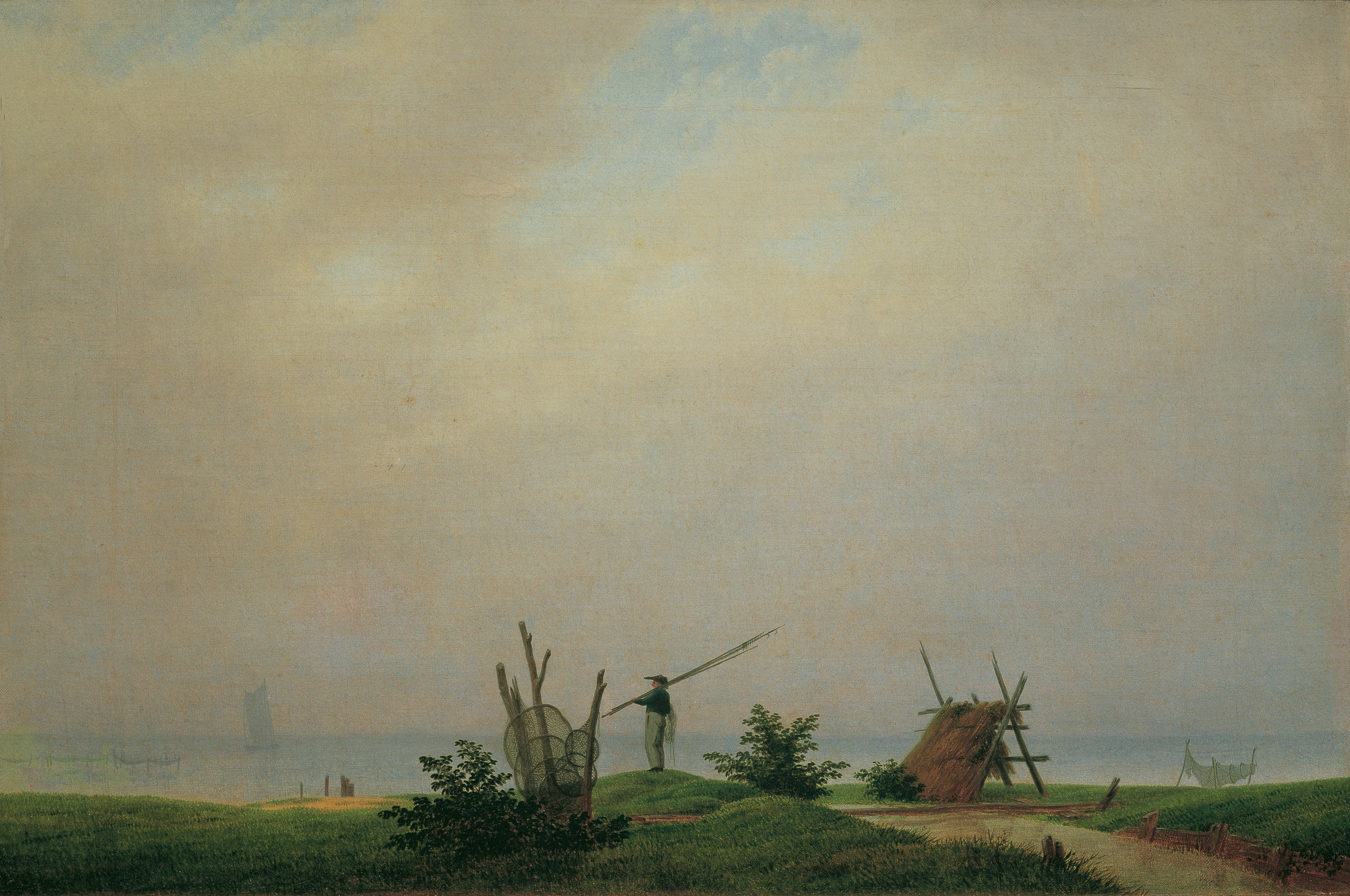 {{ product_title }} Fine Art Print | {{ product_vendor }} Jakero77 Caspar David Friedrich - Seashore with Fisherman (1807) Fine Art Print Art Print  Jakero77