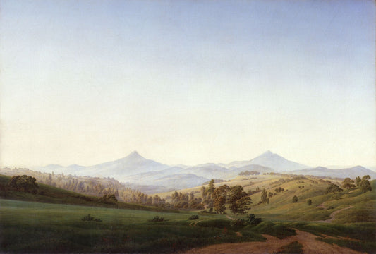 {{ product_title }} Fine Art Print | {{ product_vendor }} Jakero77 Caspar David Friedrich - Bohemian Landscape with Mount Milleschauer (1808) Fine Art Print Art Print  Jakero77
