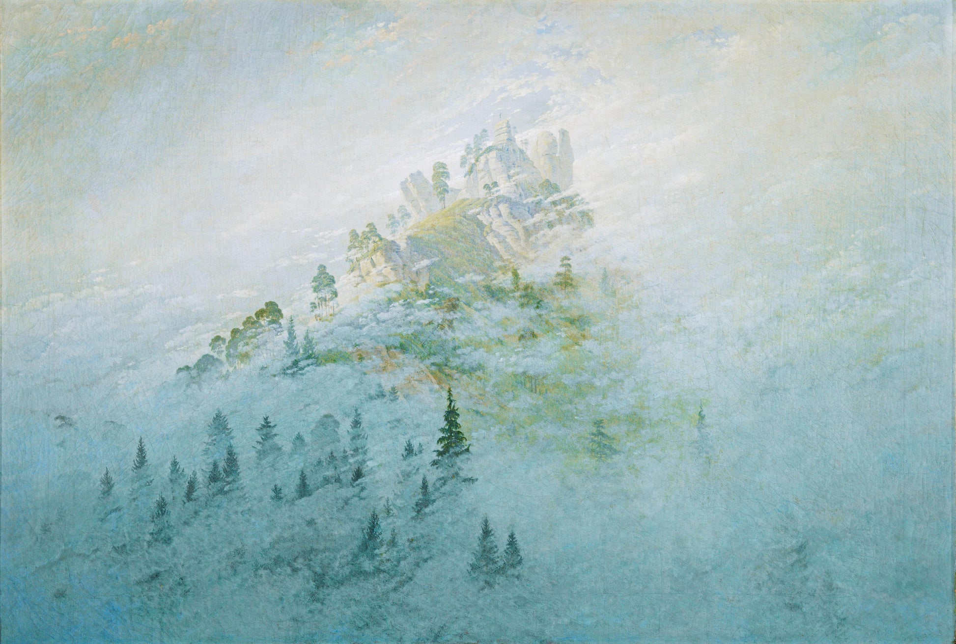 {{ product_title }} Fine Art Print | {{ product_vendor }} Jakero77 Caspar David Friedrich - Morning Mist in the Mountains (1808) Fine Art Print Art Print  Jakero77