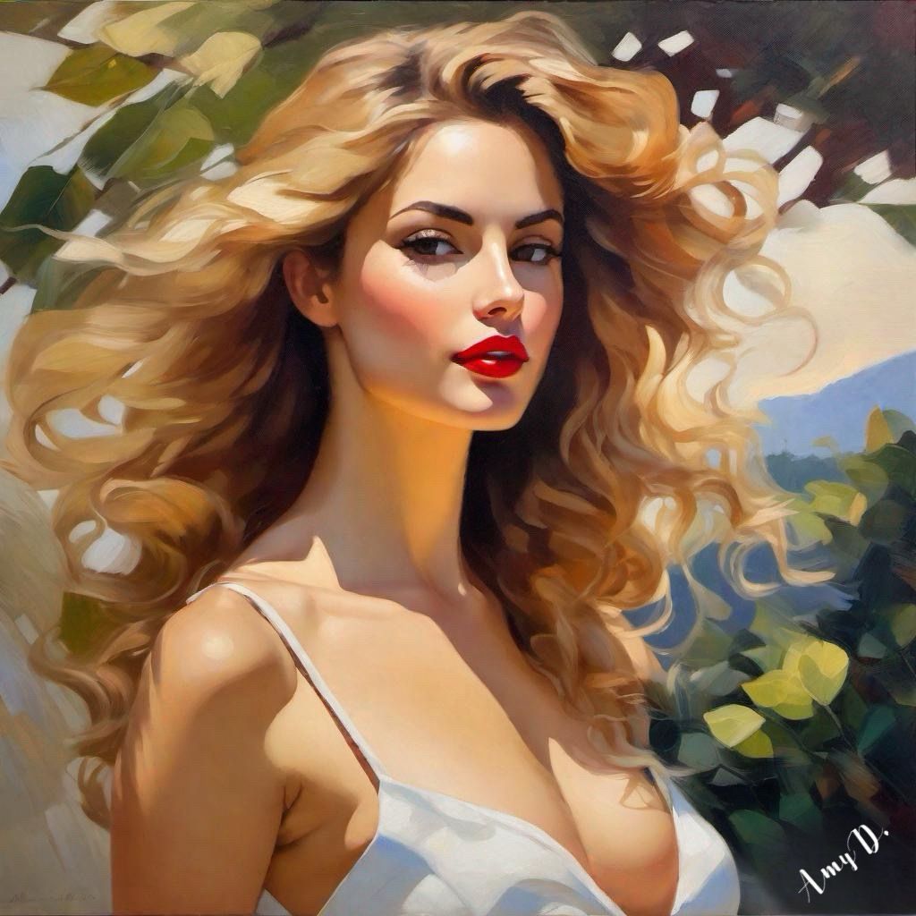 {{ product_title }} Fine Art Print | {{ product_vendor }} Jakero77 Amy Diab - Golden Reverie Pin-Up Blonde (2024) Hand-Signed Fine Art Print Art Print  Jakero77